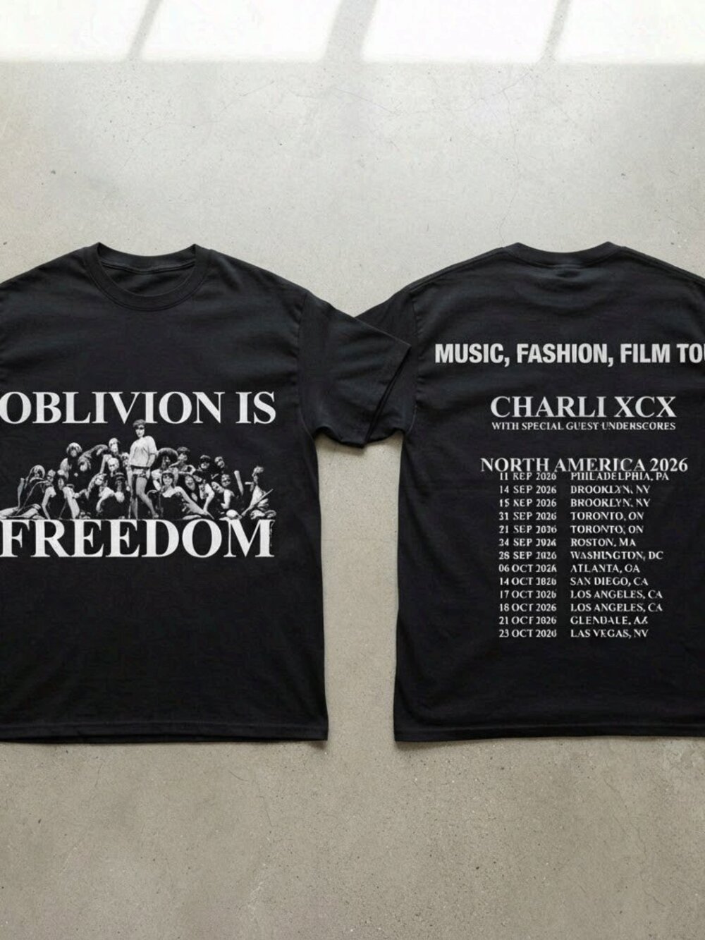 Charli XCX Oblivion Is Freedom Tour 2026 Concert Merch Vintage T-Shirt